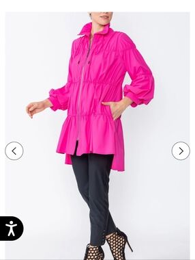 IC COLLECTION Pink  Blouson Sleeve Shirring Jacket Sz XL